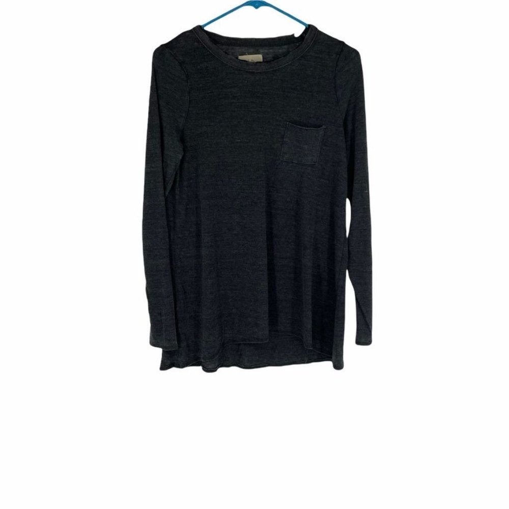 Chaser Dark Gray Long Sleeve Hi Low Hem Tee w/Pocket Size MD - L68